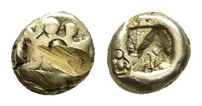 KINGS OF LYDIA. Alyattes (Circa 610-560 BC). EL 1/12 Stater. 1.13 g. 7 mm.