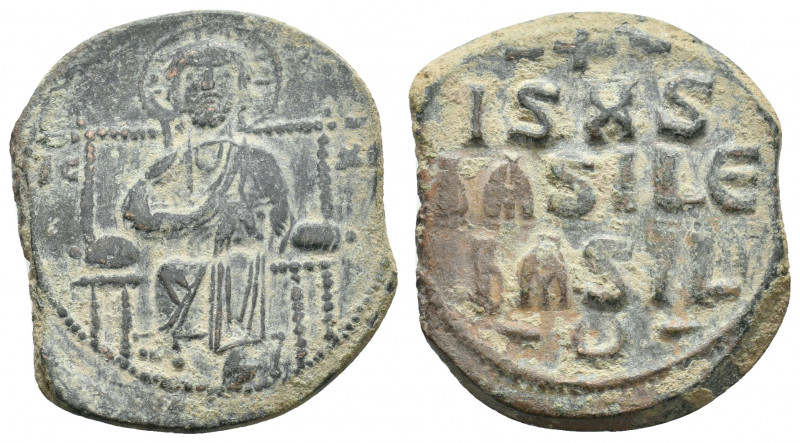 Anonymous Folles. Class D. Time of CONSTANTINE IX, 1042-1055 AD. AE, Follis. 10....