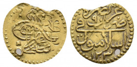 Islamic. Ottoman Empire. SELIM III, 1789-1807 AD / 1203-1222 AH. AV, 1/4 Zeri Mahbub. 0.50 g. 14.10 mm
