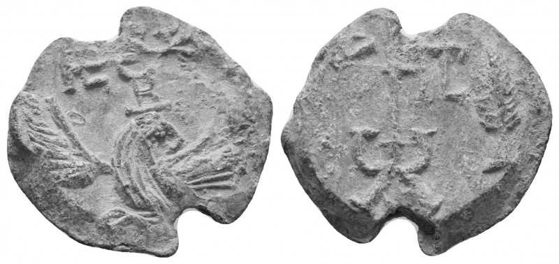 Byzantine lead seal. 9.47 g. 24.85 mm.