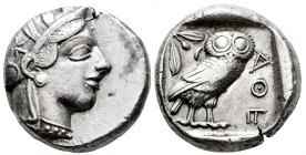 Attica. Athens. Tetradrachm. 430-420 BC. (Kroll-8). (Sng Cop-31). (Hgc-4, 1597). Anv.: Head of Athena to right, wearing crested Attic helmet decorated...