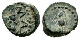 Massalia. AE 10. 49 BC. (Depeyrot-77). Anv.: Helmeted head of Athena right. Rev.: Athena standing left, holding spear and shield. Ae. 3,27 g. Almost V...