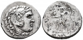 Pamphylia. Perge. Tetradrachm. CY 24 = 198/7 BC. In the name and types of Alexander III of Macedon. (Price-2938). (DCA-314). Anv.: Head of Herakles to...