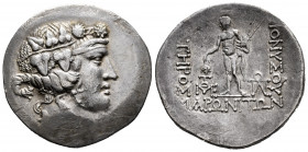 Thrace. Maroneia. Tetradrachm. 189/8 - 49/5 BC. (Hgc-3.2, 1556). (Schönert-Geiss-1269/72). Anv.: Head of Dionysos right, wearing ivy wreath. Rev.: ΔIO...