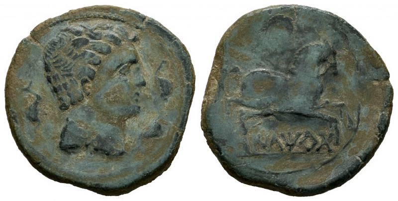 Iltirta. Half unit. 200-20 BC. Lleida (Cataluña). (Abh-1462). Anv.: Male head ri...