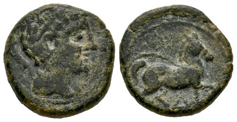 Kese. Half unit. 220-200 BC. Tarragona. (Abh-2310). (Acip-1180). Anv.: Male head...