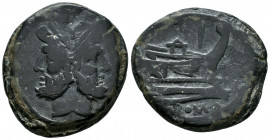 Anonymous. Unit. 208 a.C. South of Italy. Second Punic War. (Craw-89/3). (McCabe-Group C3). Anv.: Laureate head of Janus; I (mark of value) above. Rev...