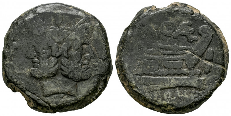 Caecilius. Unit. 169-158 BC. Rome. (Craw-174/1). Anv.: Laureate head of Janus; a...