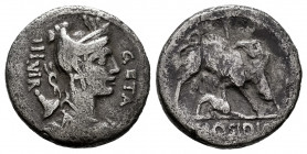 Hosidius. C. Hosidius C.f. Geta. Denarius. 68 BC. South of Italy. (Ffc-748). (Craw-407/2). (Cal-618). Anv.: Diademed head of Diana draped right, bow a...