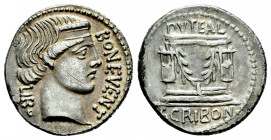 Scribonius. L. Scribonius Libo. Denarius. 62 BC. Rome. (Ffc-1102). (Craw-416/1a). (Cal-1248). Anv.: BON. EVENT before diademed head of Bonus Eventus r...