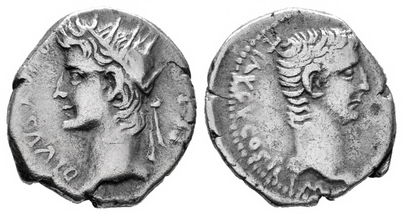 Divus Augustus, with Germanicus. Drachm. 33-34 AD. Cappadocia. Caesarea-Eusebia....