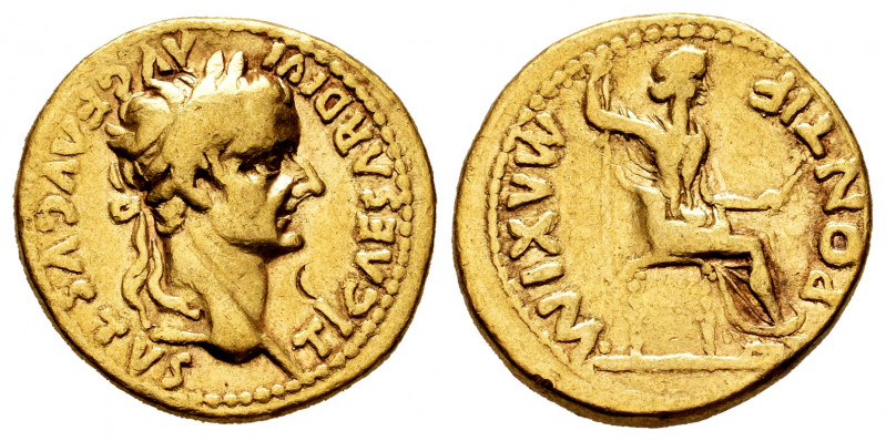 Tiberius. Aureus. 14-37 d.C. Lugdunum. (Ric-I 29). (Bmcre-46). Anv.: TI CAESAR D...