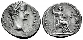 Tiberius. Denarius. 14-37 AD. Lugdunum. (Ric-30). (Bmcre-48). (Rsc-16a). Anv.: TI CAESAR DIVI AVG F AVGVSTVS, laureate head right. Rev.: PONTIF MAXIM,...