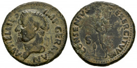 Vitellius. Unit. 69 AD. Tarraco. (Ric-40). (Bmcre-99/102). Anv.: A VITELLIVS IMP GERMAN, laureate head left. Rev.: CONSENSVS EXERCITVVM, Mars, helmete...