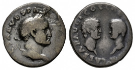 Vespasian. Denarius. 70 AD. Tarraco. (Ric-II.1 1 1302). (Bmcre-351A). (Rsc-5). Anv.: (IMP) CAESAR VESPAS(IANVS AVG), laureate head to right. Rev.: CAE...