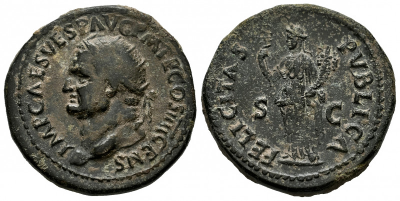 Vespasian. Dupondius. 74 AD. Rome. (Ric-716). (Bmcre-698). Anv.: IMP CAES VESP A...