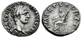Trajan. Denarius. 98-99 AD. Rome. (Ric-II 9). (Bmcre-26). (Rsc-203). Anv.: IMP CAES NERVA TRAIAN AVG GERM, laureate head to right. Rev.: P M TR P COS ...