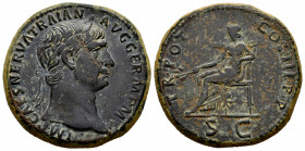 Trajan. Sestertius. 101-102 AD. Rome. (Ric-II 432). (Woytek-107a). (Banti-336). Anv.: IMP CAES NERVA TRAIAN AVG GERM P M, laureate head to right. Rev....