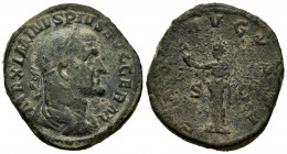 Maximinus I. Sestertius. 236-238 AD. Rome. (Ric-81). (Bmcre-148). Anv.: MAXIMINVS PIVS AVG GERM, laureate, draped and cuirassed bust to right. Rev.: P...