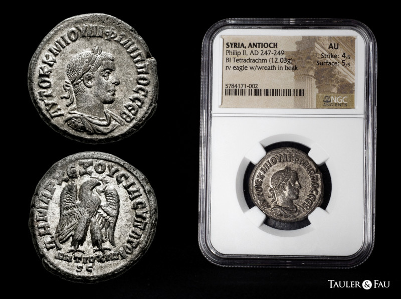 Philip II. Seleucis and Pieria. Tetradrachm. 248-249 AD. Antioch. (Prieur-474). ...