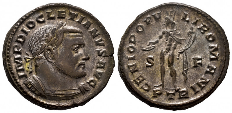 Diocletian. Follis. 303-305 AD. Trier. (Ric-VI 582a). Anv.: IMP DIOCLETIANVS AVG...