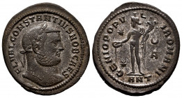 Constantius I. Follis. 293-305 AD. Antioch. (Ric-51a). Anv.: FL VAL CONSTANTIVS NOB CAES. Laureate head right. Rev.: GENIO POPVLI ROMANI. Genius stand...