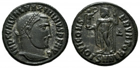 Maximino II. Follis. 311 AD. Nicomedia. (Ric-69b). Anv.: IMP C GAL VAL MAXIMINVS P F AVG, laureate head right. Rev.: IOVI CONSERVATORI, Jupiter standi...