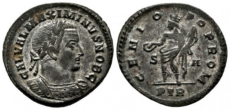 Maximino II. Follis. 307 AD. Trier. (Ric-720a). Anv.: GAL VAL MAXIMINVS NOB C, l...