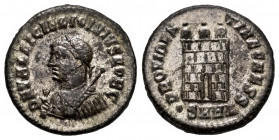 Licinius I. Follis. 318-320 AD. Heraclea. (Ric-VII 24). Anv.: D N VAL LICIN LICINIVS NOB C, laureate and draped bust to left, holding globe, mappa and...