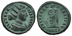 Fausta. Follis. 325-326 AD. Alexandria. (Ric-40). Anv.: FLAV MAX FAVSTA AVG, waved hair, draped bust right. Rev.: SPES REIPVBLICAE, Salus standing fac...