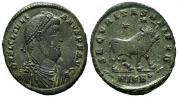Julian II. Double maiorina. 360-363 AD. Nicomedia. (Ric-VIII 122). (LRBC-2319 var). Anv.: D N FL CL IVLIANVS P F AVG, pearl-diademed, draped and cuira...