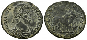 Julian II Apostata. Double maiorina. 362-363 AD. Arelate. (Ric-VIII 318). (LRBC-468). Anv.: D N FL CL IVLI-ANVS P F AVG. Pearl-diademed, draped and cu...