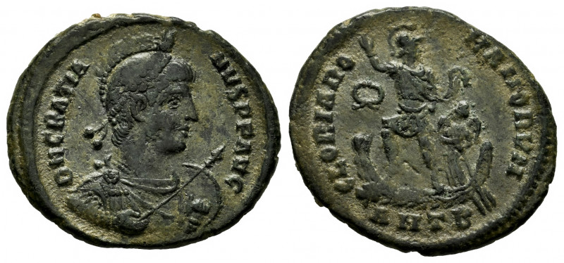 Gratian. Maiorina. 379 AD. Antioch. (Ric-40a). Anv.: D N GRATIANVS P F AVG, helm...