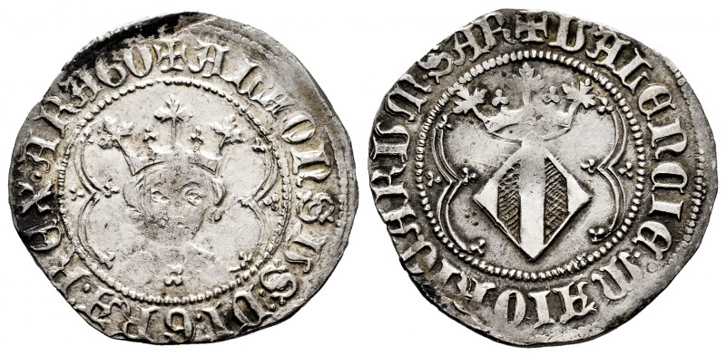 The Crown of Aragon. Alfonso IV (1327-1336). 1 real. Valencia. (Cru C.G-2907d). ...