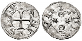 Kingdom of Castille and Leon. Alfonso VI (1073-1109). Dinero. Toledo. (Bautista-unlisted). Anv.: + ANFVS REX ⠁. Rev.: + TOLETVM. Ve. 1,13 g. Pellet in...