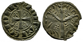 Kingdom of Castille and Leon. Fernando III (1217-1252). Dinero. Leon. (Bautista-329.1). Ve. 0,69 g. Un punto bajo las instersecciones de las ramas. Ch...