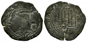 Kingdom of Castille and Leon. Henry IV (1399-1413). Cuartillo. Villalón. (Bautista-1028). Ve. 2,60 g. Resello estrella en anverso y acueducto en rever...