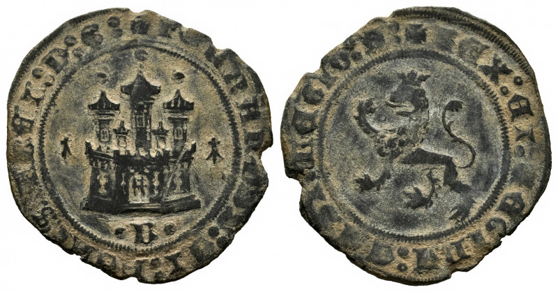 Catholic Kings (1474-1504). 2 maravedis. Burgos. (Cal-66). Ae. 4,16 g. Castle be...