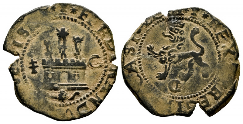 Catholic Kings (1474-1504). 2 maravedis. Cuenca. (Cal-89). (Rs-367). Ae. 4,88 g....