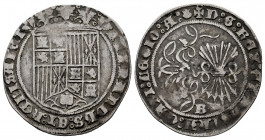 Catholic Kings (1474-1504). 1 real. Burgos. (Cal-301). Ag. 3,18 g. Scallop on the legend on reverse. VF. Est...100,00. 

Spanish Description: Fernan...