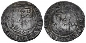 Charles-Joanna (1504-1555). 2 reales. Mexico. (Cal-93). Ag. 6,56 g. Shield Between M - G. Choice F. Est...150,00. 

Spanish Description: Juana y Car...