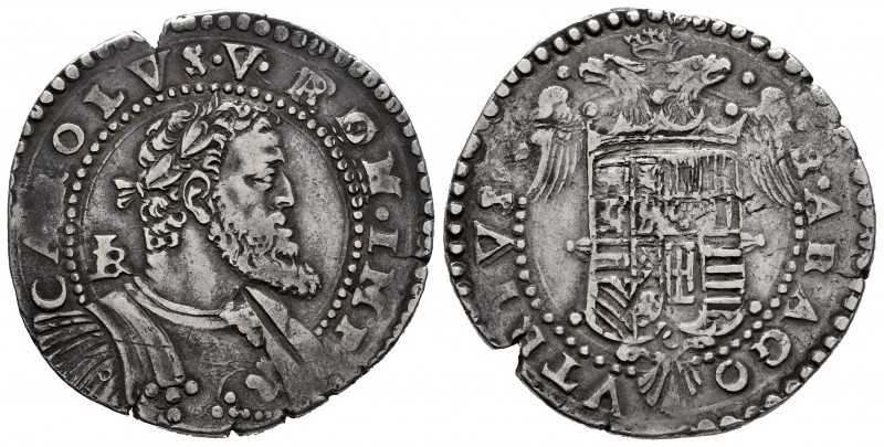 Charles I (1516-1556). 1/2 ducado. Naples. IBR. (Tauler-246 var. ley.). (Vti-293...