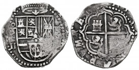 Philip II (1556-1598). 2 reales. 1593. Toledo. C. (Cal-444). Ag. 6,75 g. Scarce. VF. Est...250,00. 

Spanish Description: Felipe II (1556-1598). 2 r...