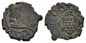 Philip III (1598-1621). Dinero. Sin fecha. Gerona. (Cal-34). (Cru C.G-3737a). Ae. 0,82 g. Choice VF. Est...40,00. 

Spanish Description: Felipe III ...