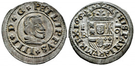 Philip IV (1621-1665). 16 maravedis. 1664. Segovia. BR. (Cal-491). (Jarabo-Sanahuja-M530). Ae. 4,11 g. It retains some original silvering. AU. Est...8...