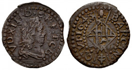 Philip IV (1621-1665). Catalan Revolt (1640 -1652). Seiseno. 1643. Barcelona. (Cal-44). Ae. 4,38 g. Bust of Louis XIII. Scarce. Choice VF. Est...70,00...