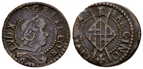 Philip IV (1621-1665). Catalan Revolt (1640 -1652). Seiseno. 1648. Barcelona. (Cal-52). Ae. 3,69 g. Final bust of Louise XIV. VF. Est...35,00. 

Spa...