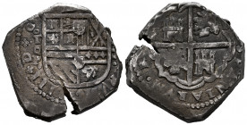 Philip IV (1621-1665). 8 reales. (1630-1639). Toledo. P. (Cal-type 351). Ag. 27,60 g. Date not visible. Mint on mintmark to the left of the shield, su...