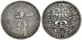 Philip IV (1621-1665). 1 taler/daeldre. 1659. Besançon. (Tauler-3512). (Vti-1666). Ag. 27,90 g. In the name of Charles II. Toned. Rare. Choice VF. Est...