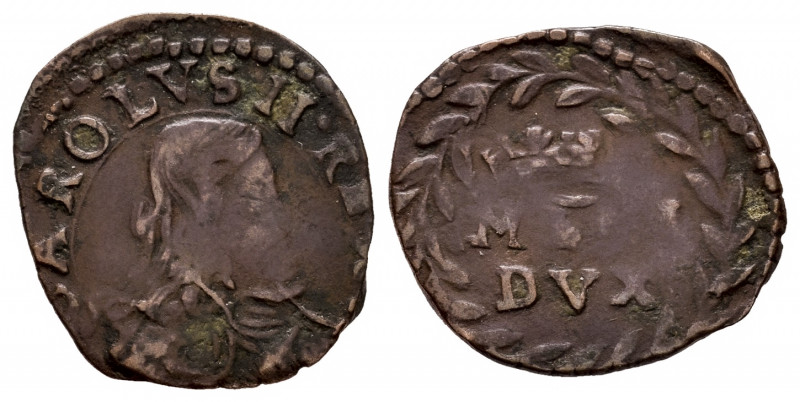 Charles II (1665-1700). Quattrino. Milano. (Vti-1). (Mir-392). Ae. 1,46 g. Scarc...